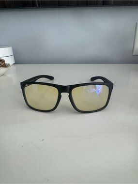 Black Frame Men's Glasses with Yellow-Tinted Lenses